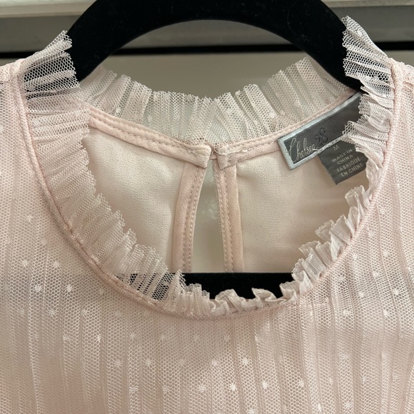 Chelsea 28 Pleated Swiss Dot Mock Neck Sleeveless Top - Picture 3 of 8